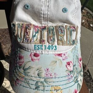 Robin Ruth mint floral ball cap, “Puerto Rico” excellent condition, one size